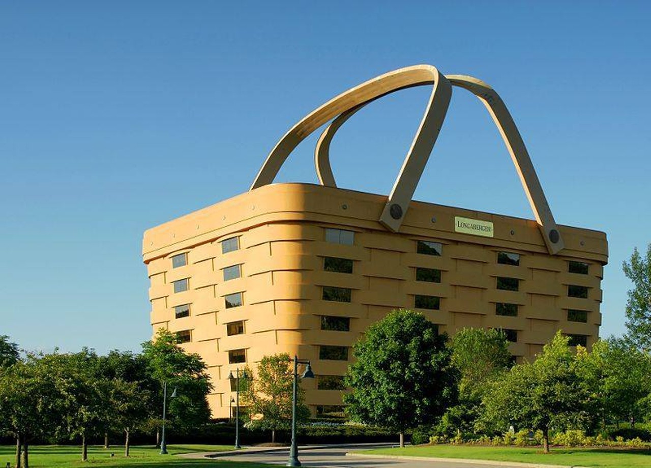  The World’s Largest Basket
1500 East Main St., Newark 
This giant basket housed the Longaberger Company until 2014, when the company moved out and eventually shut down their business that had been around for close to 100 years. Fear not, the basket is still there, about 150 miles south west of here, halfway between Zanesville and Columbus. The basket building was sold for $1.2 million to a developer at the end of 2017 and will be used for something soon.