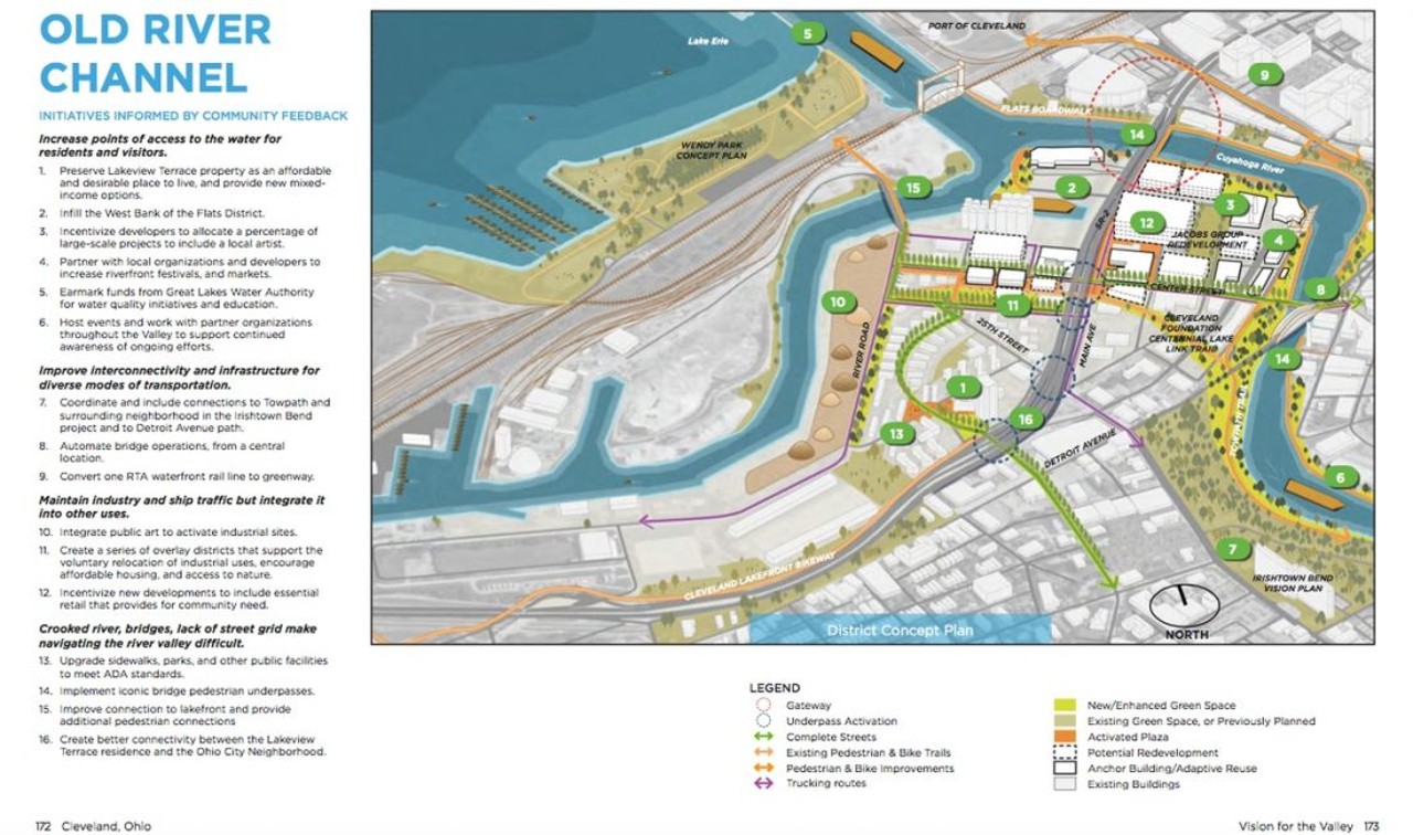  Vision For The Valley
The Flats and the Riverfront
More plans for the Flats? Why not? The city of Cleveland, in partnership with the Port Authority, the Metroparks and Northeast Ohio Areawide Coordinating Agency teamed up to come up with a plan called &#147;Vision for the Valley&#148;. The plan calls for using zoning to create waterfront promenades, turning one track of the RTA into a greenway trail, redeveloping the riverfront, a new harbor by the Third Street Peninsula, extending the Cuyahoga Valley Scenic Railroad into Tower City and much more. The initial plan was revealed in 2020 and is still in the planning stages.