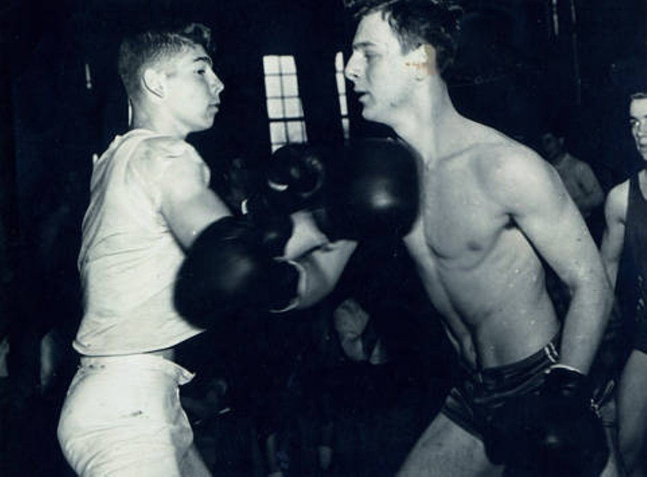Boxing Match at Shaker Heights High School, Ed Meyer versus Alvin E. Jaffe, c. 1942-1943.