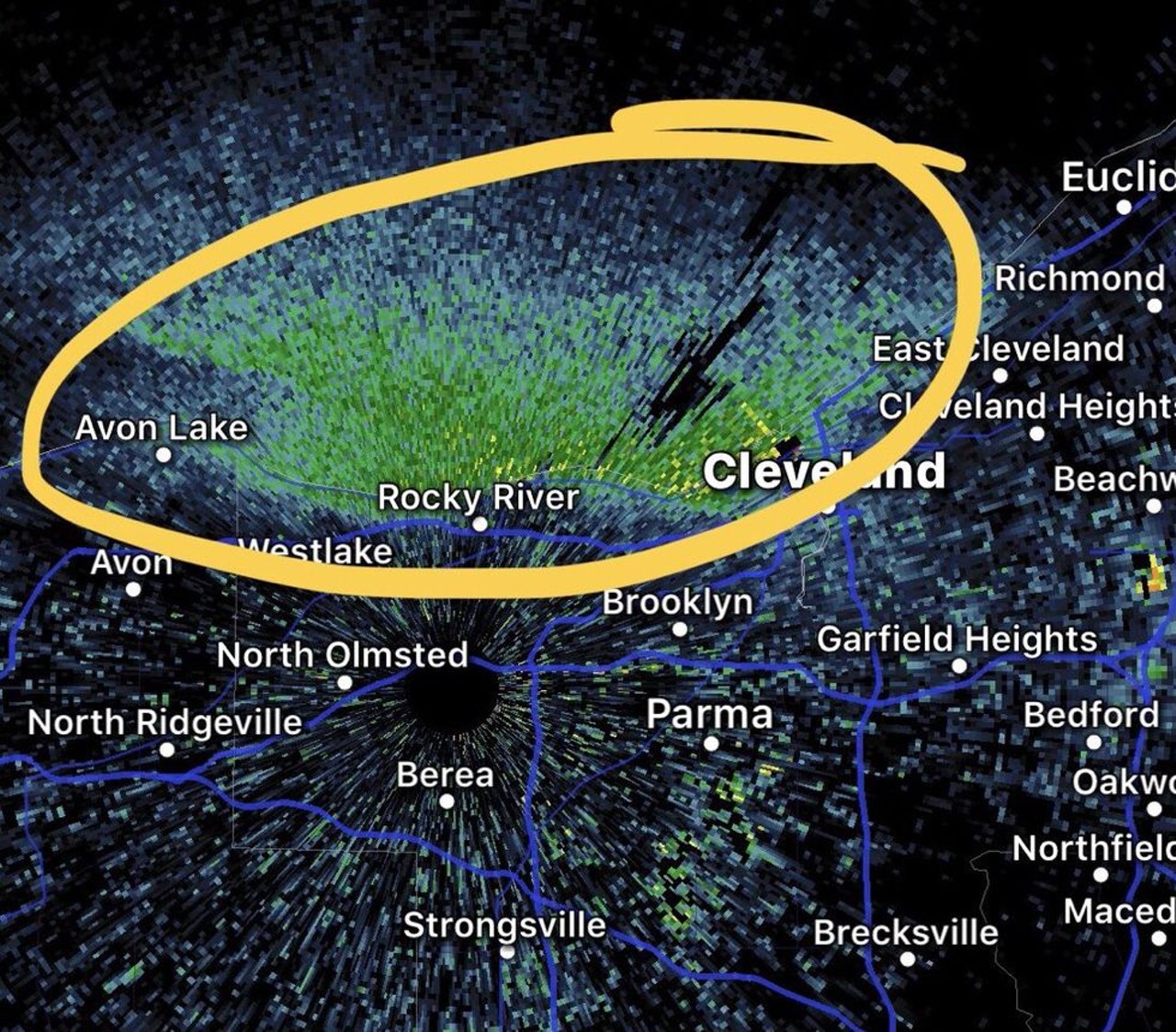  &#147;Hordes of Midges Show up on Cleveland Doppler Radar&#148;
June 4
Those damn midges that invade the city every year are very annoying. But the fact that they actually show up on radar is just bizarre.
Photo via Scene Archives
