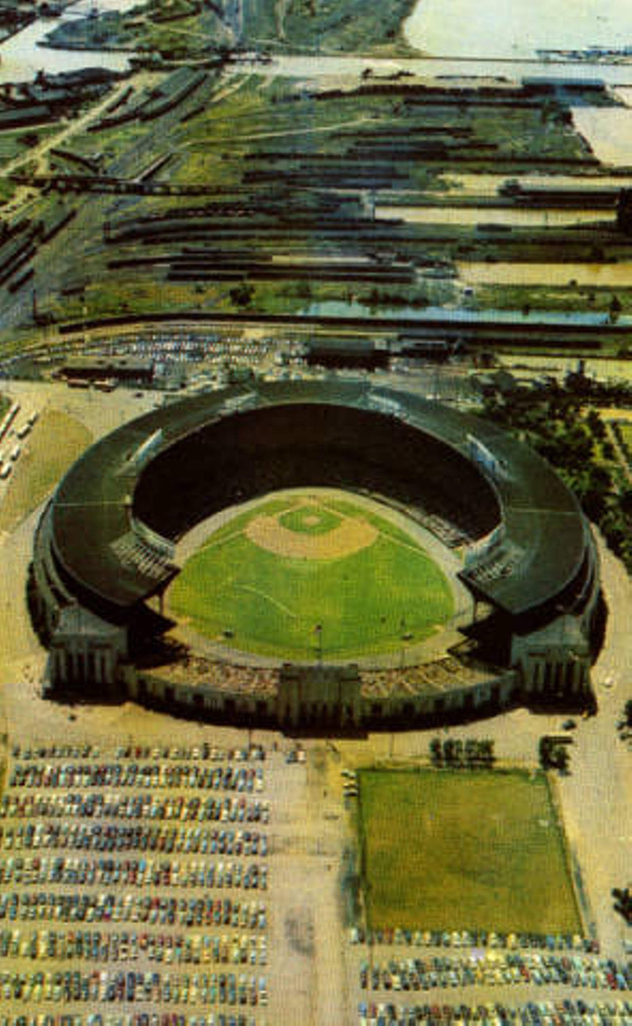 Aerial view of the Cleveland Municipal Stadium. c. 1960 -1990