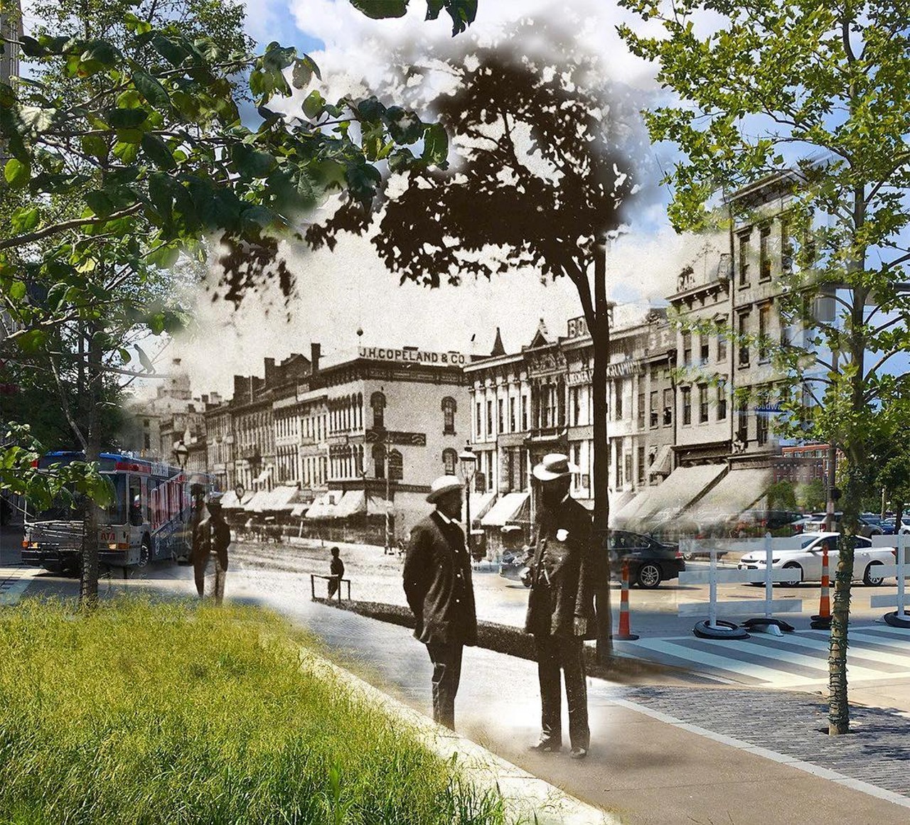 Cleveland, 1876/2016 - Looking west down Superior Ave. from Public Square.
