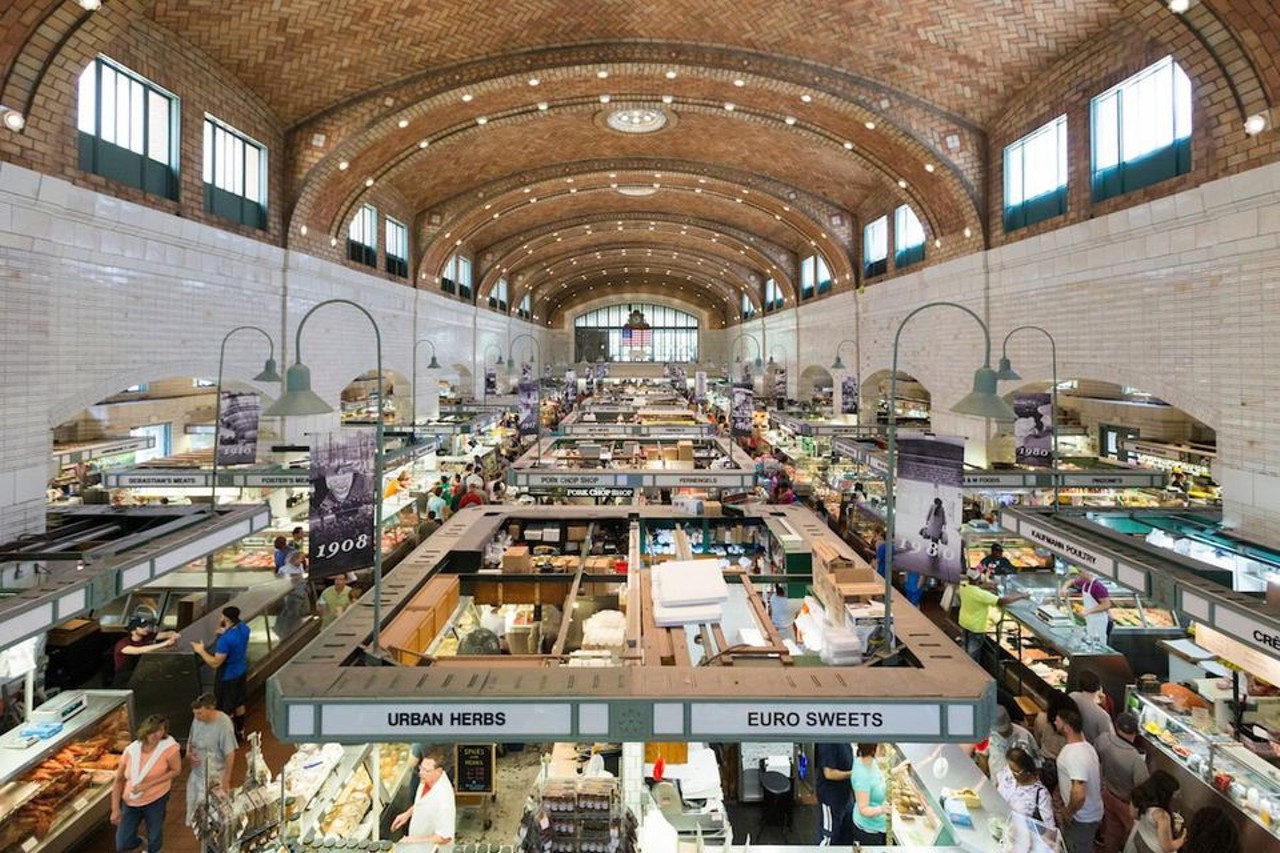 Buy Your Groceries at the West Side Market
After celebrating its centennial and enjoying one of its busiest years in recent history, there's not much new to say about Cleveland's public market. It's the envy of folks around the country, stocked fully with the most delicious food in town no matter your taste and... well, come on: Just go buy your stuff there already.
Photo via Scene Archives