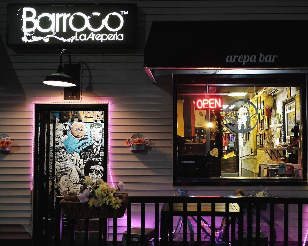  Barroco 
12906 Madison Ave., Lakewood, 287 Crocker Park Blvd., Westlake and 3941 Erie St. 2nd Level, Willoughby
If you’ve never had an arepa before, you need to head to Barroco ASAP. Arepas, which hail from Colombia and Venezuela, are grilled white tortilla’s stuffed with a variety of ingredients. The ‘La Gringa’, stuffed with braised beef, feta cheese, avocado, chimichurri, greens and mozzarella, and the ‘Buffalo Chicken’ arepa are two of our absolute favorites. Barrocco also has fantastic live Latin music three nights a week.