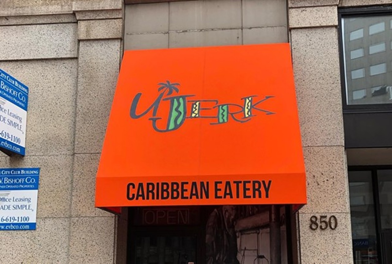 Ujerk Caribbean Eatery
850 Euclid Ave., Cleveland
UJerk, a Jamaican-themed fast-casual restaurant, opened in the City Club Building downtown. The colorful restaurant specializes in jerk chicken salads, sliders, sandwiches and wraps. Other items like tuna salad, shrimp salad and falafel also can be enjoyed in slider, sandwich and wrap form. On weekends, UJerk trots out the Rasta Pasta, an Alfredo-esque pasta topped with jerk chicken.
Photo via Scene Archives