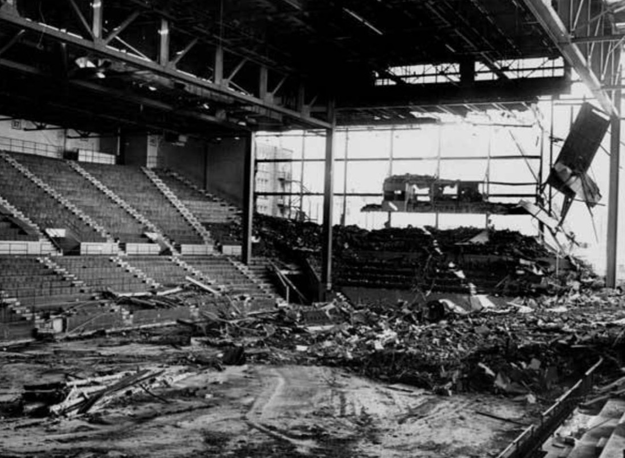 Interior of Cleveland Arena during demolition