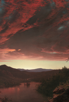 A pleasant one to take in, Frederic Edwin Church’s scene of a Maine sunset evokes a desire to get off your ass and take an evening hike — just pure sunset in the days before Instagram-filtered landscapes and people vying for as many likes as they can get on social media. Take a second to admire it as we’re halfway through our virtual tour. (A bench used to sit in front of this one for just that purpose but, alas, it’s been replaced by a sculpture.)