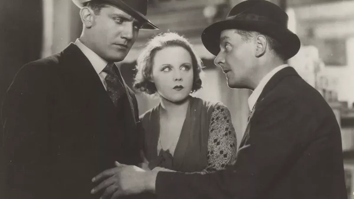 John Longdon, Anny Ondra, and Donald Calthrop in Alfred Hitchcock's BLACKMAIL (1929)