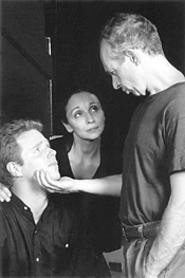 Allan Byrne (right), Laura Perrotta, and Scott Plate, in a tense scene from - The Laramie Project.