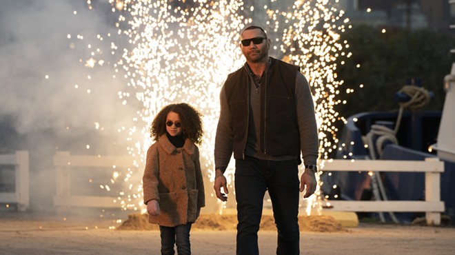 Chloe Coleman and Dave Bautista in My Spy.