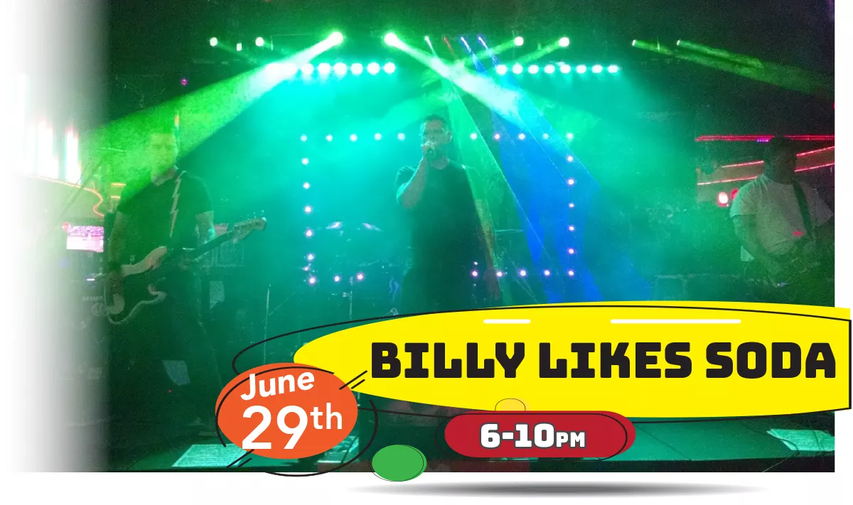 Billy Likes Soda playing LIVE at Whiskey Island Still & Eatery Wednesday, June 29th 6-10pm!