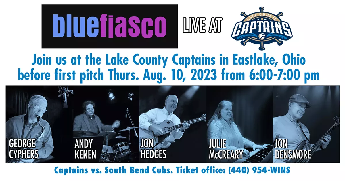 Blue Fiasco playing jazz at the Lake County Captains, Thursday, August 10 6:00-7:00 pm