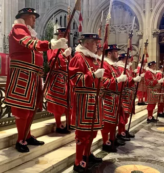 English Yeoman Guards, known as "Beefeaters."