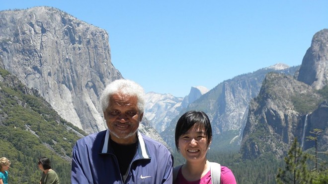 Ishmael Reed and Yuging Lin, his translator from China, whom one of the poems below is written for. "She was responsible for my novel, Japanese by Spring, becoming a national project in China. She visited us for a year under a U.C. Berkeley fellowship. We all visited Yosemite where this photo was taken by my daughter, Tennessee. She died recently of breast cancer, she was 40 and leaves behind two small kids."