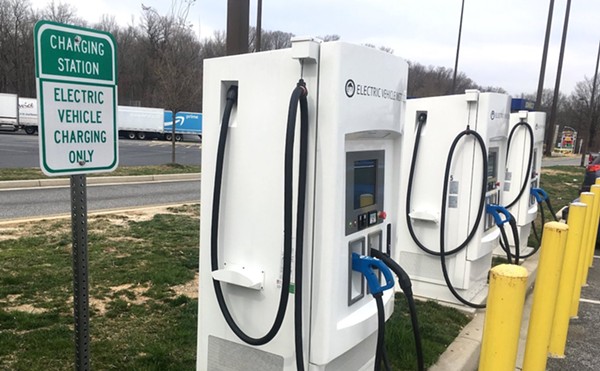 Fast Electric Vehicle charging stations along I-95 in Maryland.