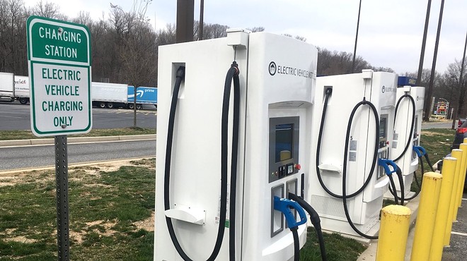 Fast Electric Vehicle charging stations along I-95 in Maryland.