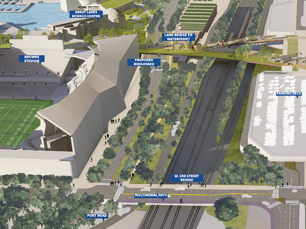 Cleveland Secures M from Feds to Build Pedestrian Landbridge to Lakefront