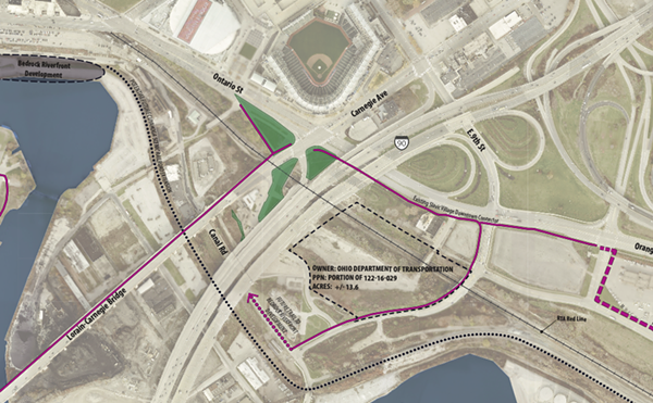 The 13-acre site sits minutes from Progressive Field, on land that is today barren and unused.