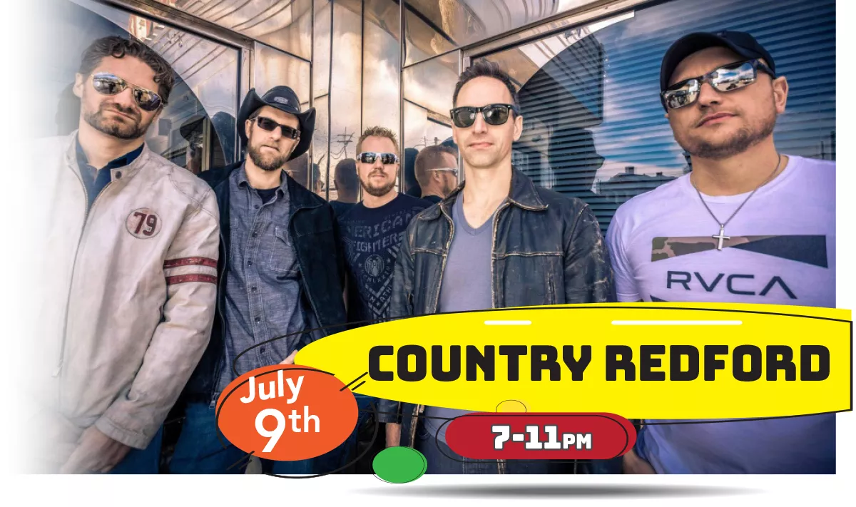 Country Redford playing LIVE at Whiskey Island Still & Eatery Wednesday, July 9th 7-11pm!