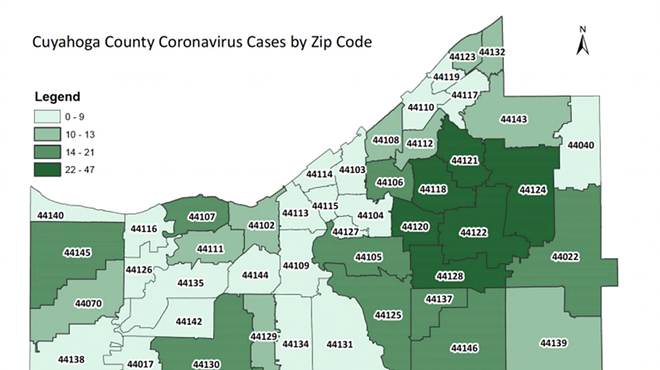 COVID-19 Cases in Cuyahoga County by Zip Code