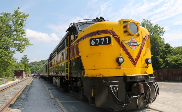 The Cuyahoga Valley Scenic Railroad train parked at its Peninsula Depot in June.