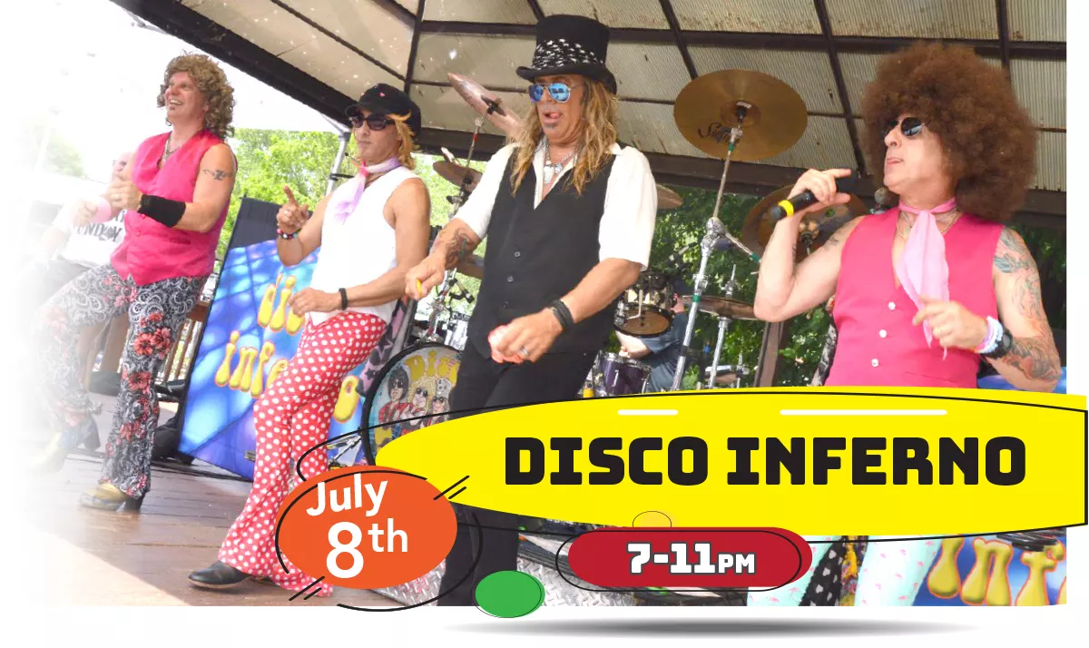 Disco Inferno playing LIVE at Whiskey Island Still & Eatery Friday, July 8th 7-11pm!