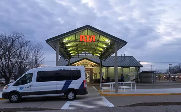 Microtransit vehicle at Southgate Transit Center (Photo courtesy of Greater Cleveland Regional Transit Authority)