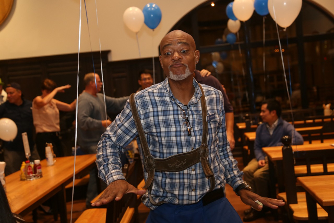 Leading the dance at Hofbrauhaus First Anniversary Party, photo by Emanuel Wallace.