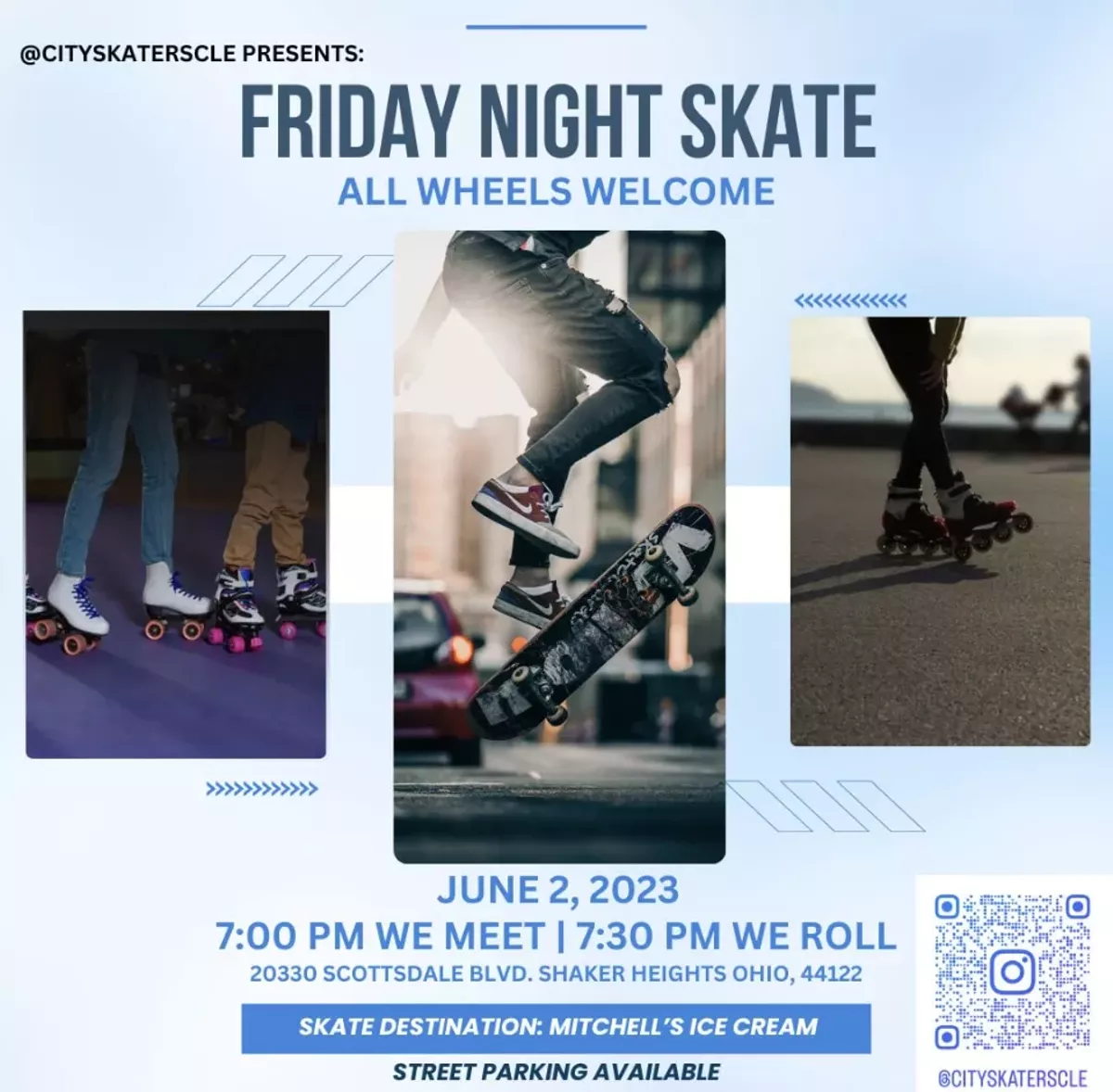 Please come join us for our first city skating event! All wheels are welcome! Details posted on the flyer.