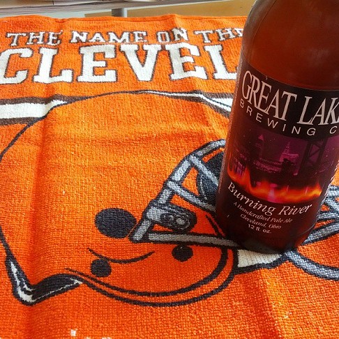 #GoBrowns ! #GreatLakesBrewing #BurningRiver #CleSportsProblems - Photo Courtesy of Instagram User rframbach