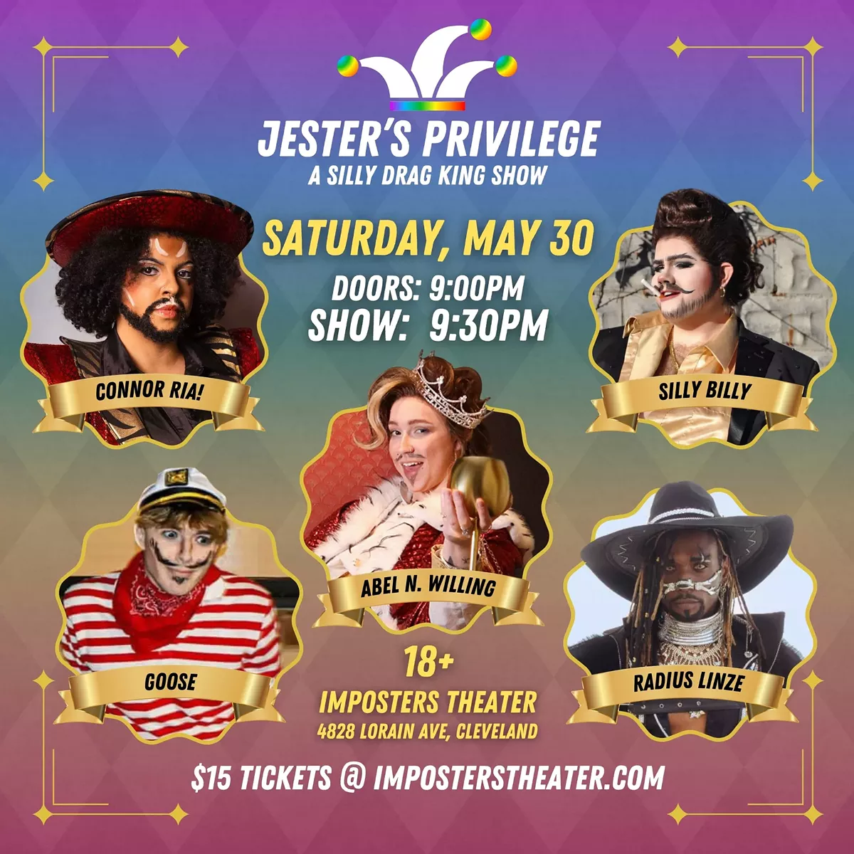Jester's Privilege Drag King Show on May 30