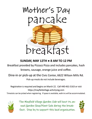 Image: Mayfield Village Mother's Day Pancake Breakfast - 2024!