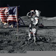 Neil Armstrong looks around to make sure he picked up all his beer bottles.