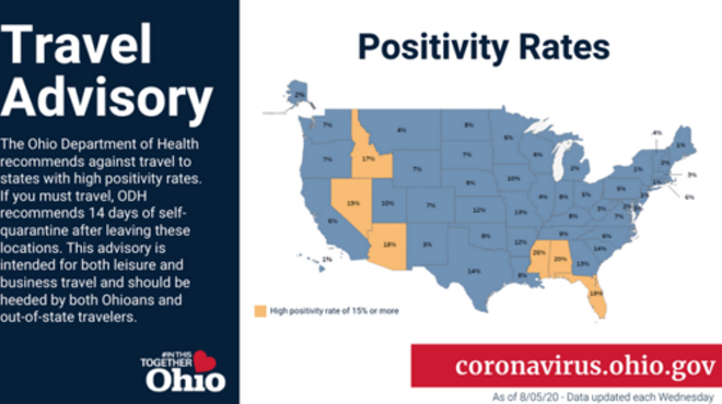 Nevada Added to List of Ohio's COVID-19 Travel Advisory States