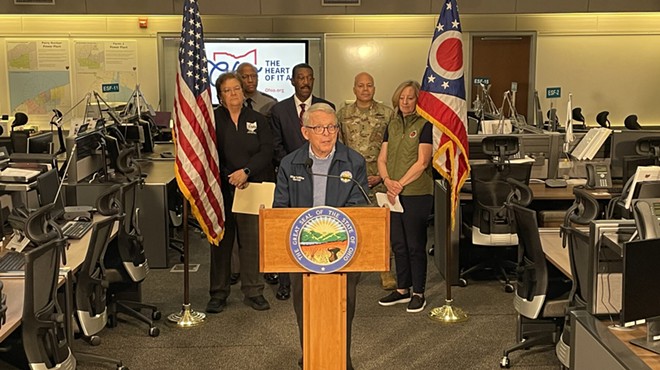 Ohio Gov. Mike DeWine speaking at the State Emergency Operations Center.
