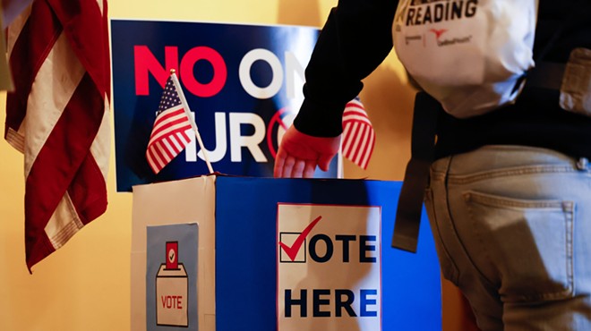 COLUMBUS, OH — DECEMBER 13: Representatives from multiple organizations opposed to HJR 6 cast ballots in a mock election at a press conference, December 13, 2022, at the Ohio Statehouse.