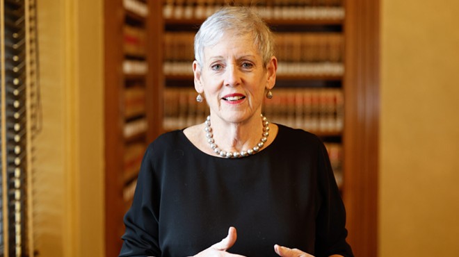 COLUMBUS, OH — DECEMBER 08: Retiring Chief Justice of the Supreme Court of Ohio, Maureen O’Connor poses for a portrait in the Court Law Library Reading Room, December 8, 2022, at Supreme Court of Ohio in Columbus, Ohio.