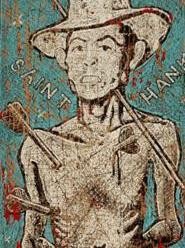 On view at Arts Collinwood Gallery: This portrait of Hank - Williams and other works by Jon Langford.