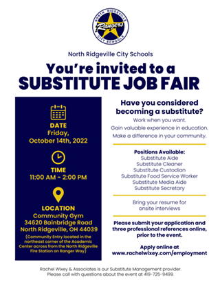Image: Substitute Job Fair, North Ridgeville City Schools