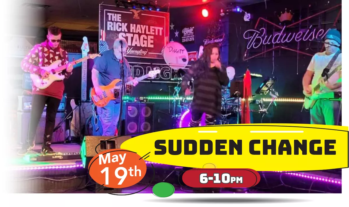 Join Us for Sudden Change playing Live at Whiskey Island Still & Eatery at 6pm on Thursday, May 19th!