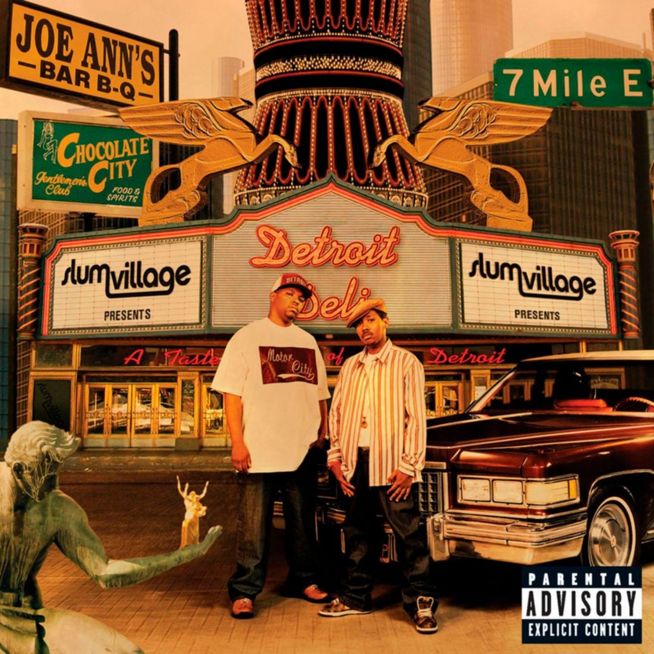  "Selfish," by Slum Village
Slum Village, the hip-hop group across the lake from Detroit, is known for having one of the most influential producers in the genre, J Dilla. While Dilla split from the group in 2001 a pre-megastar Kanye West takes over the production duties and even has a verse on &#147;Selfish.&#148; It's an ode to females across the Globe. Elzhi raps and thanks, Jonetta from Cleveland for &#147;some good head&#148; in her Jetta. (Clever).  
Detroit Deli album art