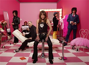 The New York Dolls fix their sagging faces before their Beachland show.