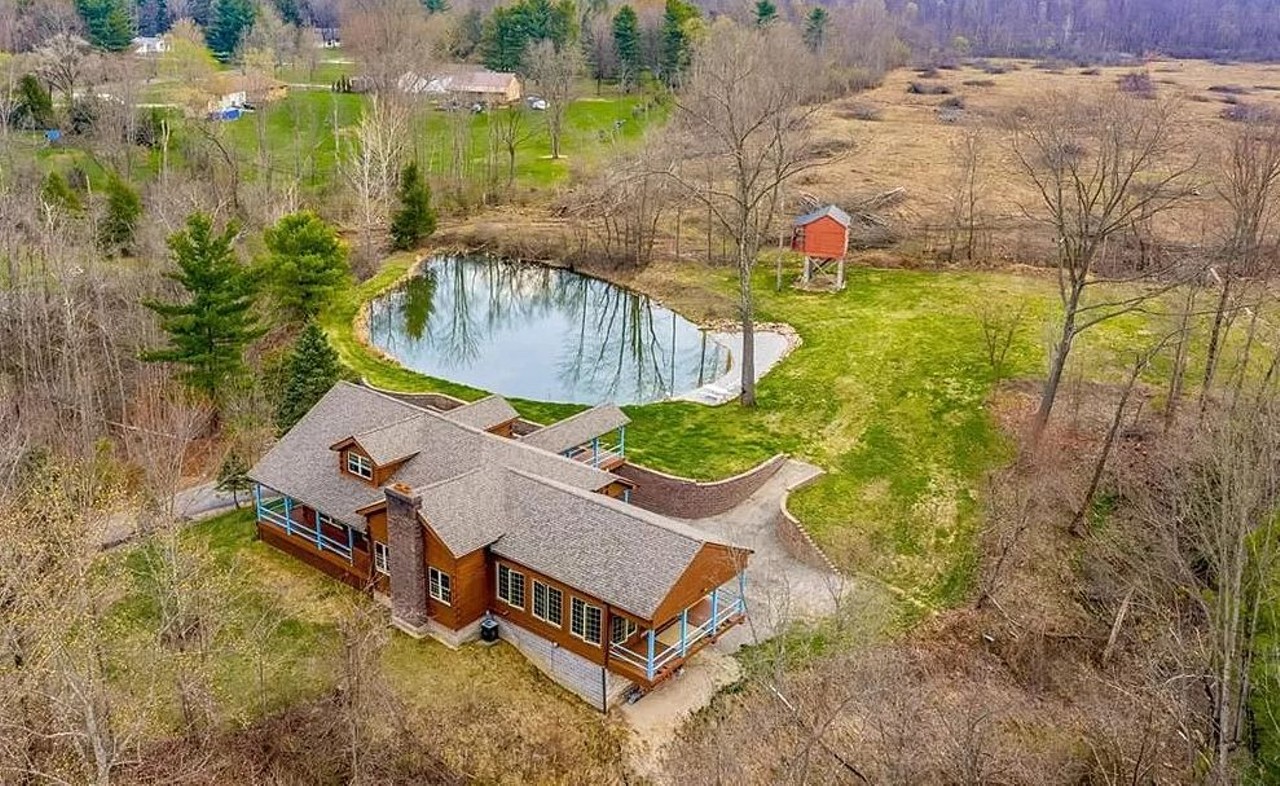 This Modern, Rustic Richfield Lake House Has a Mailpouch Tobacco Mural Inside and a Fishing Pond Outside