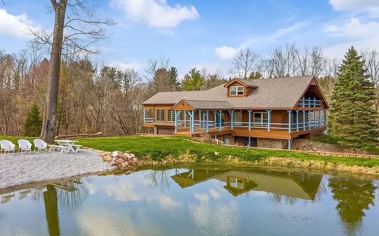 This Modern, Rustic Richfield Lake House Has a Mailpouch Tobacco Mural Inside and a Fishing Pond Outside