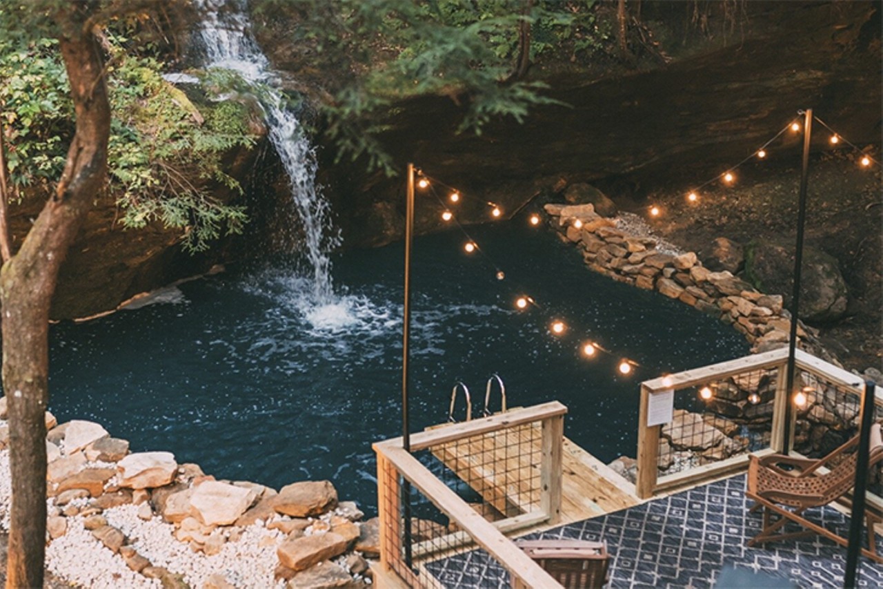 This Ohio Rental Getaway Has Its Own Waterfall and Heated Swimming Hole, Among Other Amenities