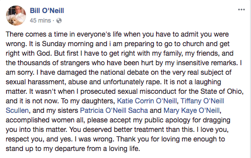 Bill O'Neill Writes Apologies for Sexually Charged Post That Drew Widespread Criticism (2)