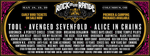 Tool, Avenged Sevenfold, Alice in Chains Headlining 2018 Rock on the Range