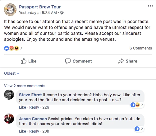 Inaugural Akron-Canton Passport Brew Tour Cancelled After Organizer Posts Sexist Beer Meme on Facebook (3)