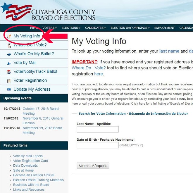 CUYAHOGA COUNTY BOARD OF ELECTIONS WEBSITE