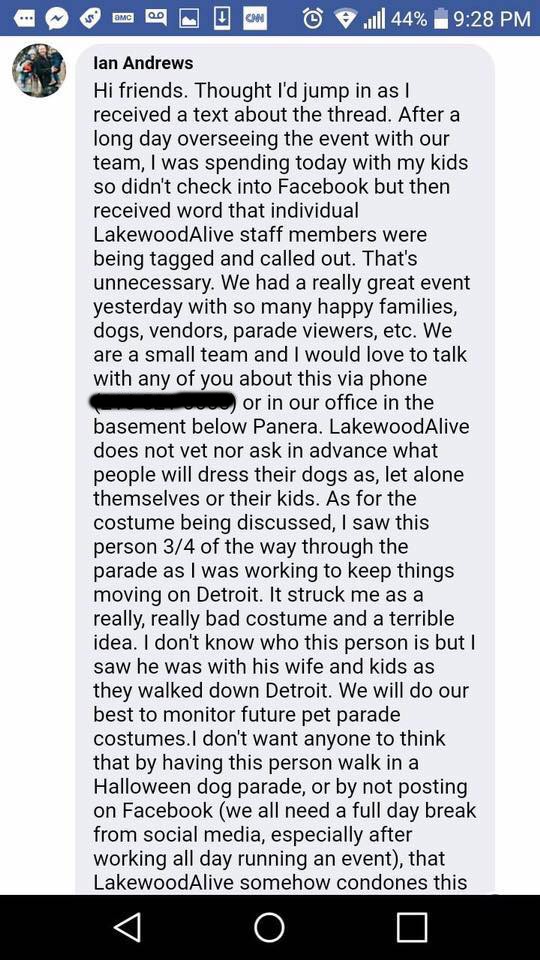 LakewoodAlive Acknowledges That Dude in Black-Face Tiger Woods Costume Shouldn't Have Been Allowed in Spooky Pooch Parade (2)